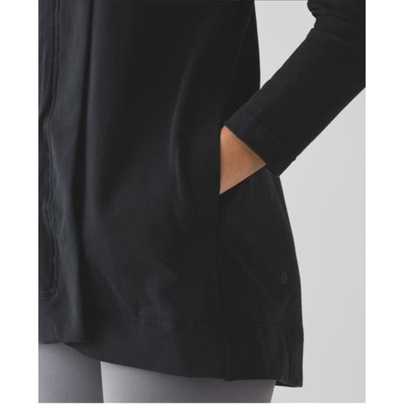Lululemon Belle Wrap Asymmetrical Jacket Black French Terry Cardigan Size Dot 8 - Picture 8 of 16